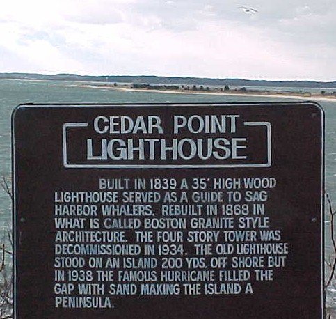 Plaque with brief history of Cedar Point light